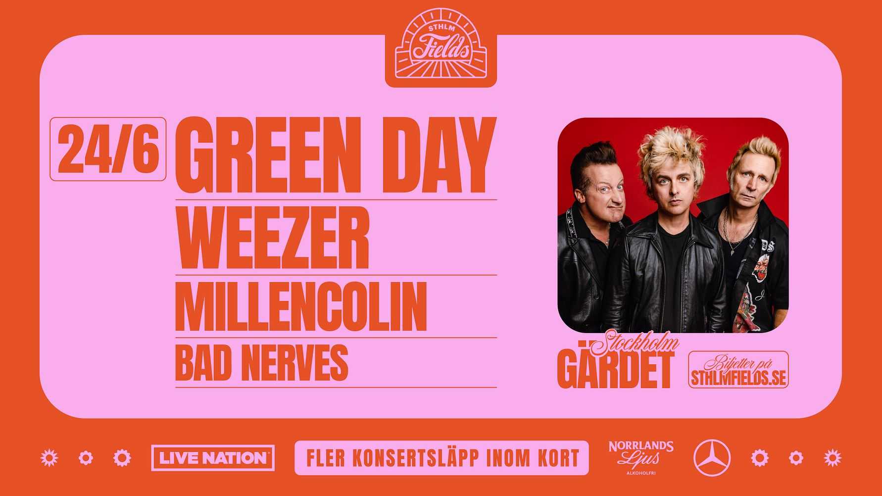 GREEN DAY, WEEZER, MILLENCOLIN OCH BAD NERVES TILL GÄRDET 2025!