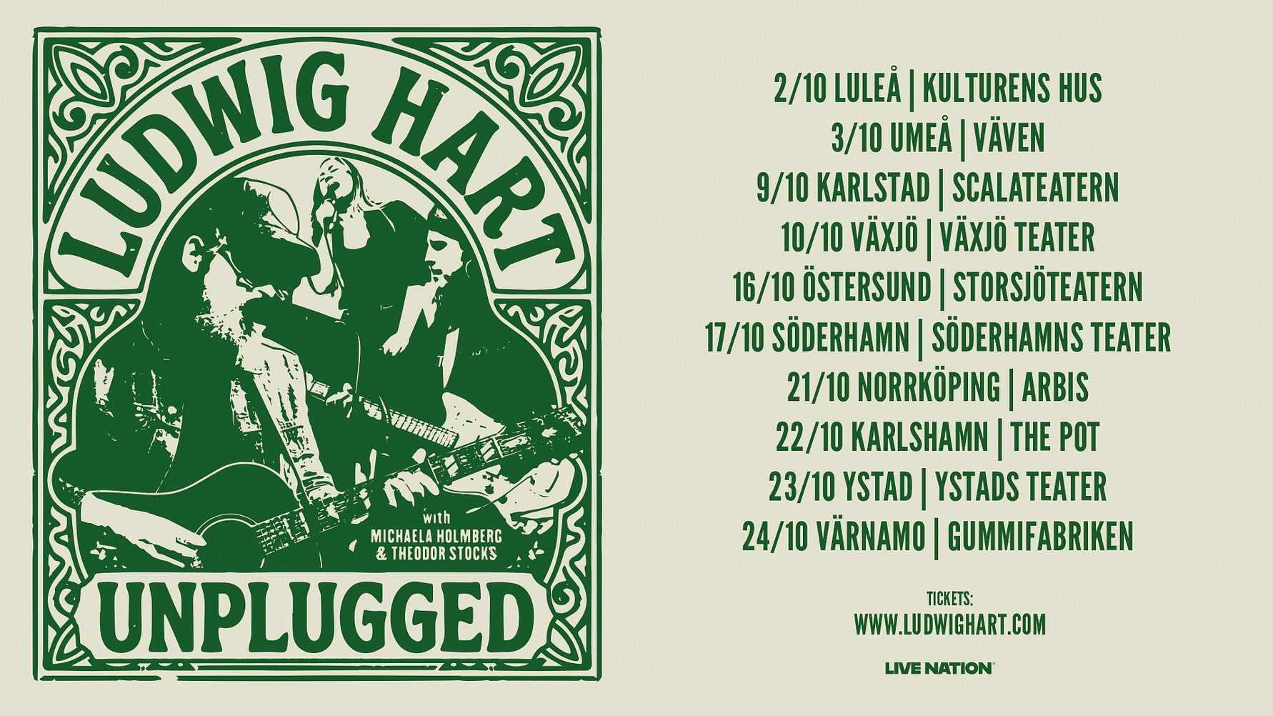 LUDWIG HART FÖRLÄNGER SIN AKUSTISKA TURNÉ MED TIO STOPP I HÖST