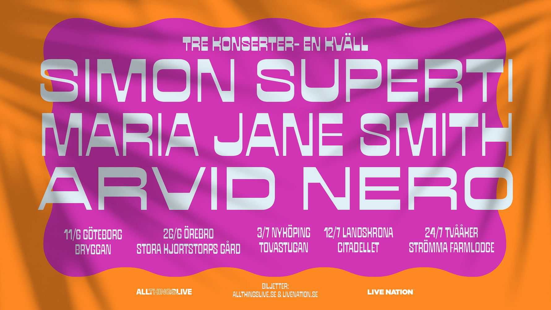 Simon Superti, Maria Jane Smith och Arvid Nero: Tre konserter - en kväll